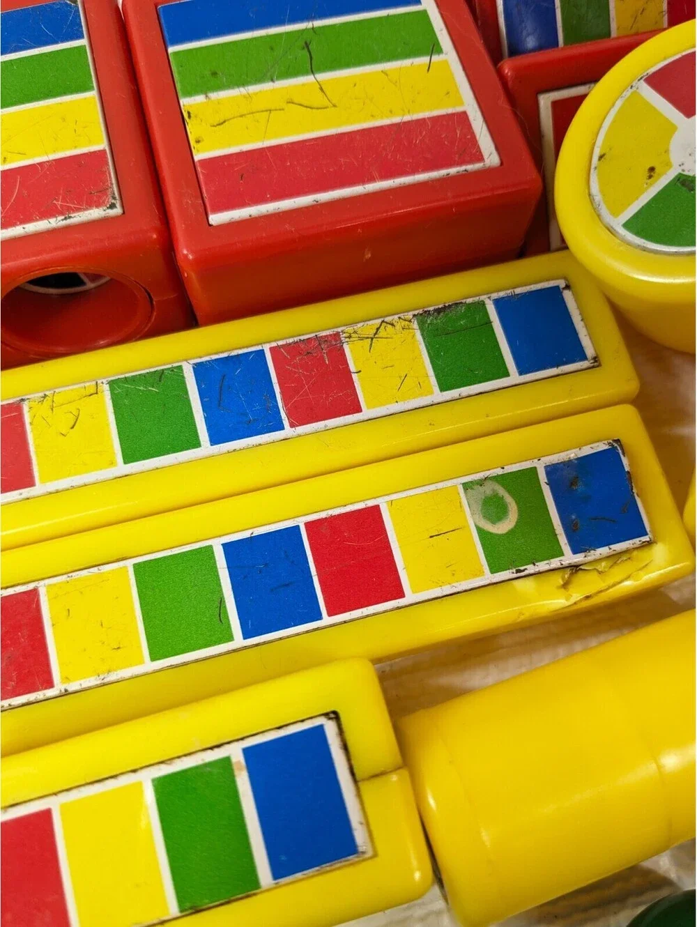 Vintage Hilco Bucket set 22 Magnet Blocks magnetic building toy rainbow primary
